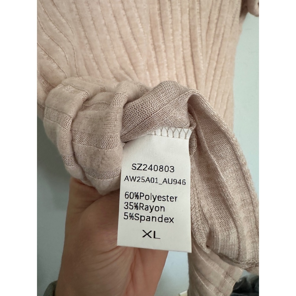 NWT Automet Women's Beige Ribbed Knit Short Sleeve Tunic Top XL‎ - Picture 6 of 7